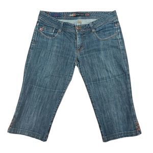 Oligo Tissew Womens Capri Jeans Size 29 Blue Cotton Blend Denim Elastic Waist